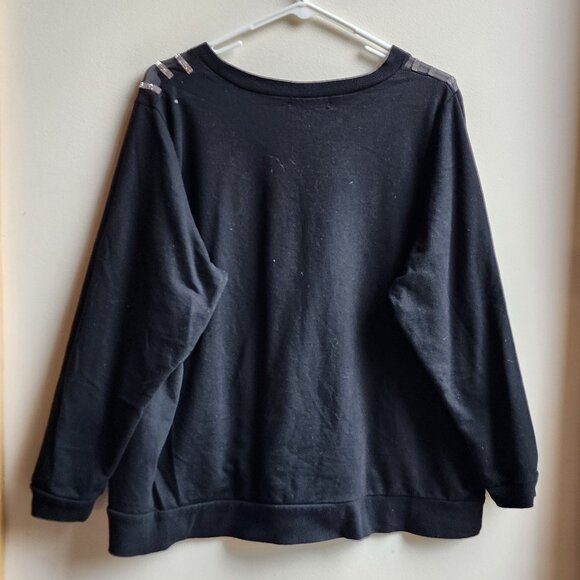 89th & Madison Black Jeweled Embellished Scoop Neck Sweatshirt Size 2X - Picture 15 of 16